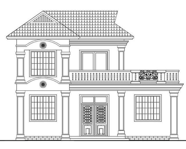 二層農(nóng)村最時(shí)尚的別墅設(shè)計(jì)圖，設(shè)開放式車庫和露臺，布局合理，結(jié)構(gòu)簡單，施工便利。