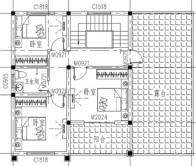 二層農(nóng)村最時(shí)尚的別墅設(shè)計(jì)圖，設(shè)開放式車庫和露臺，布局合理，結(jié)構(gòu)簡單，施工便利。