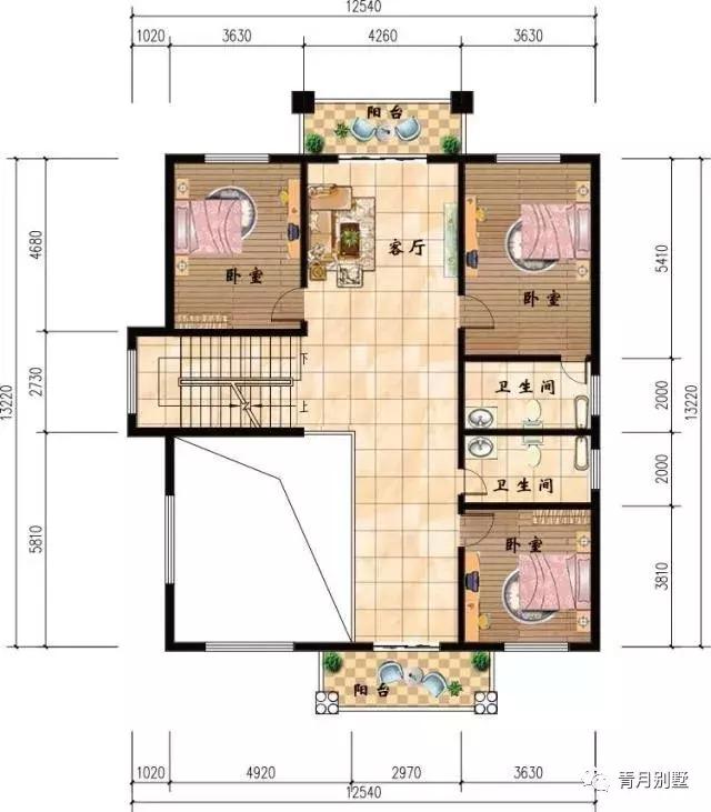 四層農(nóng)村小戶型別墅設(shè)計(jì)圖，各種功能布局齊全，適用于家庭成員較多的戶主。