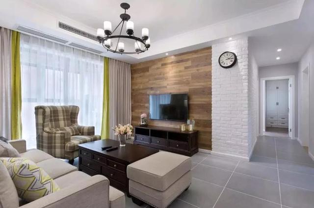 現(xiàn)代美式風(fēng)格100平裝修，最亮眼的是吧臺，可以做沙發(fā)墻。