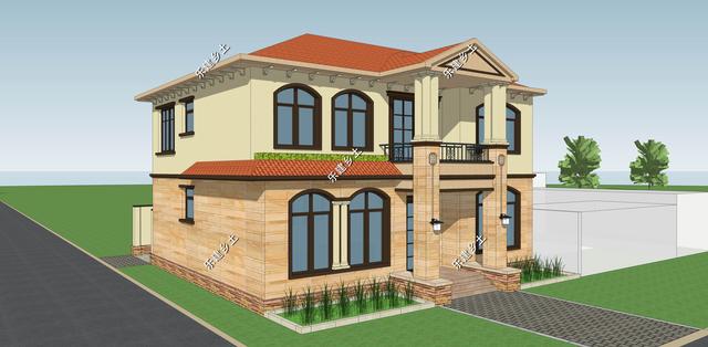 12X12米二層歐式別墅設(shè)計(jì)圖，外觀精美，戶型方正。