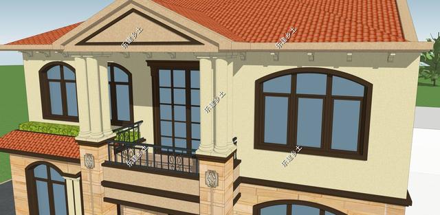 12X12米二層歐式別墅設(shè)計(jì)圖，外觀精美，戶型方正。