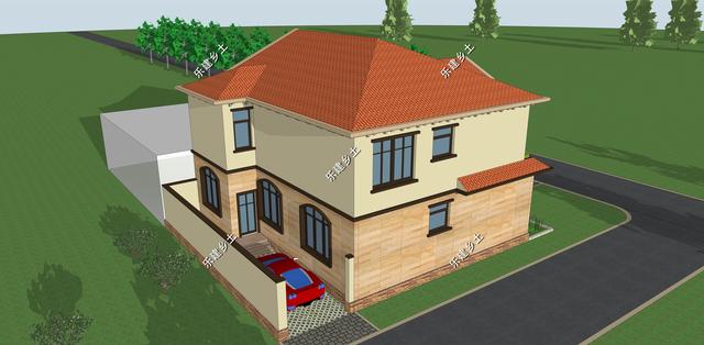 12X12米二層歐式別墅設(shè)計(jì)圖，外觀精美，戶型方正。