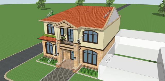 12X12米二層歐式別墅設(shè)計(jì)圖，外觀精美，戶型方正。