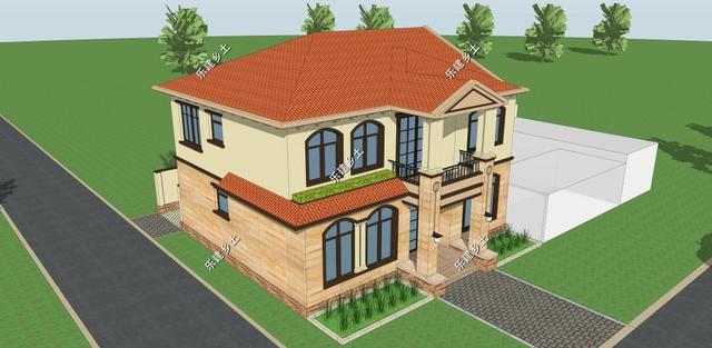 12X12米二層歐式別墅設(shè)計(jì)圖，外觀精美，戶型方正。