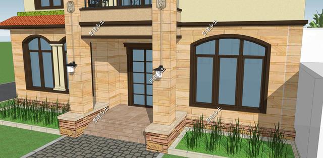 12X12米二層歐式別墅設(shè)計(jì)圖，外觀精美，戶型方正。