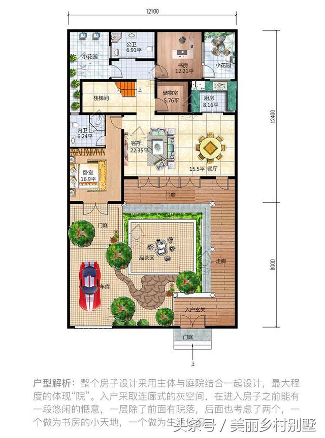傳統(tǒng)二層四合院別墅設(shè)計(jì)圖，占地265平，主體造價(jià)35萬(wàn)以內(nèi)。