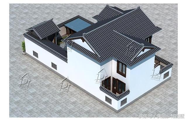 傳統(tǒng)二層四合院別墅設(shè)計(jì)圖，占地265平，主體造價(jià)35萬(wàn)以內(nèi)。