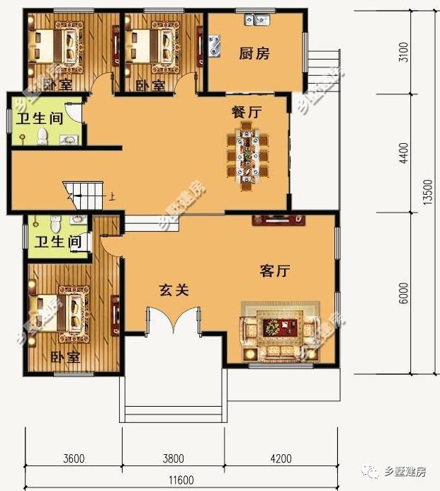 兩棟12X13米農(nóng)村三層小別墅設(shè)計(jì)圖，氣派又實(shí)用，真的美出新高度。