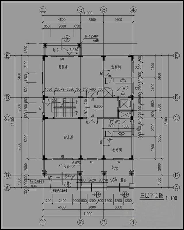 11X16米三層半別墅設(shè)計(jì)圖，時尚大方，結(jié)構(gòu)美觀漂亮，適合農(nóng)村居住。