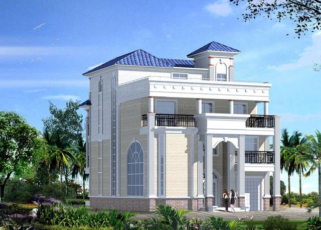 11X16米三層半別墅設(shè)計(jì)圖，時尚大方，結(jié)構(gòu)美觀漂亮，適合農(nóng)村居住。