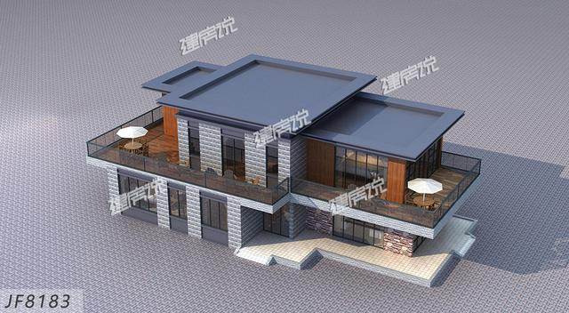 農(nóng)村二層別墅設(shè)計圖，現(xiàn)代感十足，建在環(huán)境優(yōu)美的鄉(xiāng)村，是很惹眼的存在。