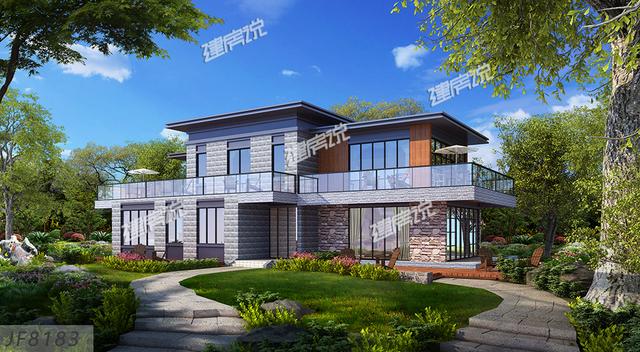 農(nóng)村二層別墅設(shè)計圖，現(xiàn)代感十足，建在環(huán)境優(yōu)美的鄉(xiāng)村，是很惹眼的存在。