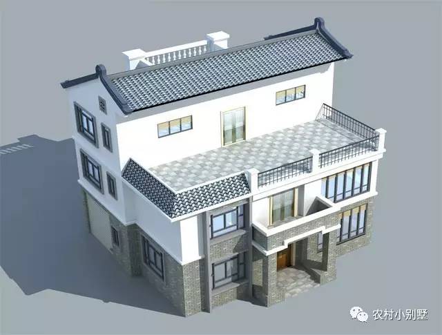13.5x11米三層新農(nóng)村徽派住宅設(shè)計(jì)圖，含效果圖