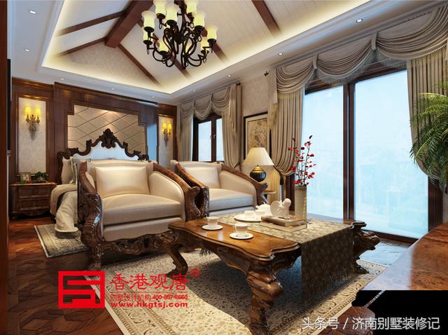 美式致雅大華紫郡300平別墅裝修美式風(fēng)格演繹，恢弘大氣，不失典雅