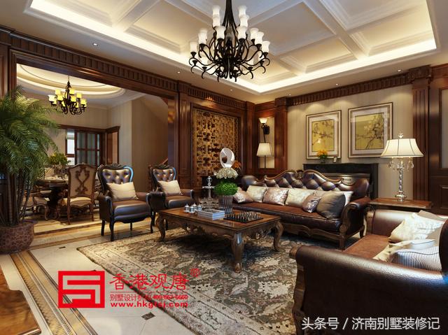 美式致雅大華紫郡300平別墅裝修美式風(fēng)格演繹，恢弘大氣，不失典雅