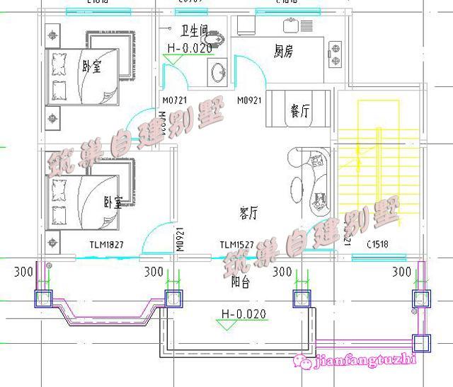 10x9米農(nóng)村四層別墅設(shè)計(jì)圖，可做商鋪，全套施工圖外觀圖。