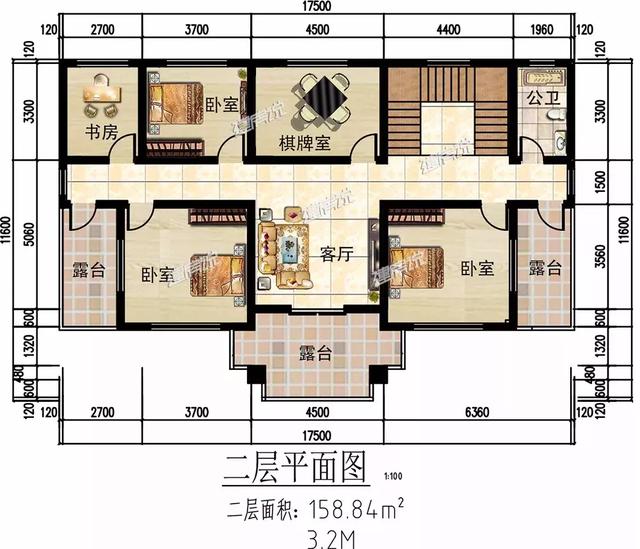 二層新中式花園泳池別墅設計圖，造型恢宏大氣，建房發(fā)愁的朋友進來看。