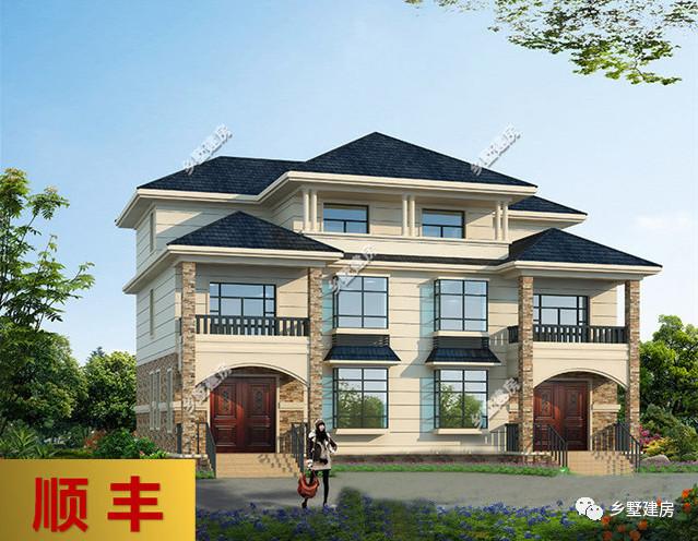 兩棟三層兄弟雙拼別墅設計圖，戶型好，是你想要的那款。