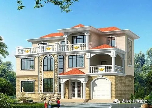 16.2米×10.6米帶挑空客廳三層農(nóng)村別墅設(shè)計圖，大戶型房間多