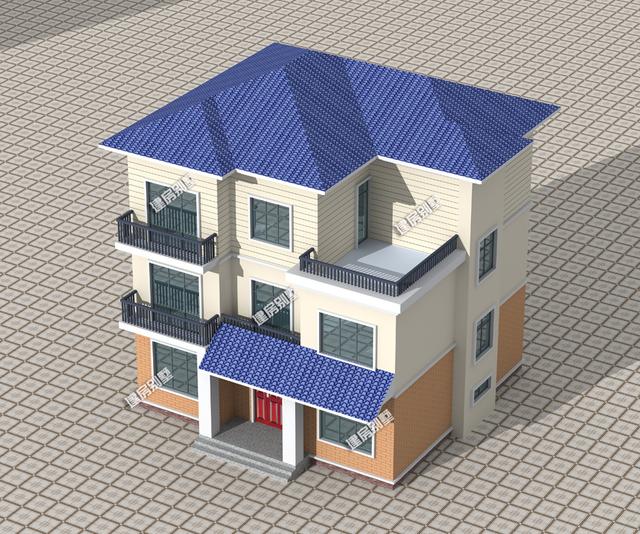 一款12.24x11.24農(nóng)村四星級別的三層別墅設計圖，滿意度極高