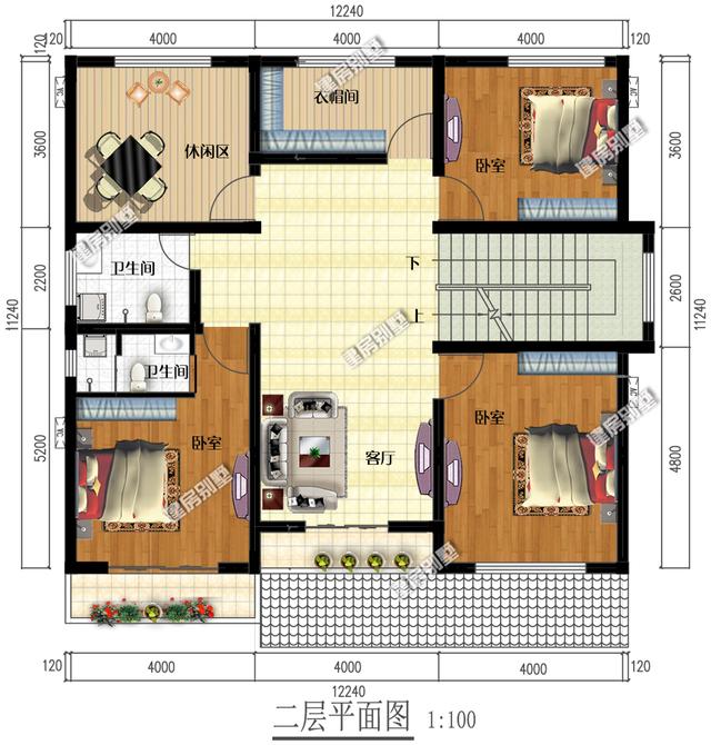 一款12.24x11.24農(nóng)村四星級別的三層別墅設計圖，滿意度極高