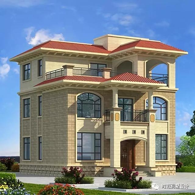 小戶型三層歐式別墅設計圖，帶涼亭露臺影視廳，6室3廳適合自建