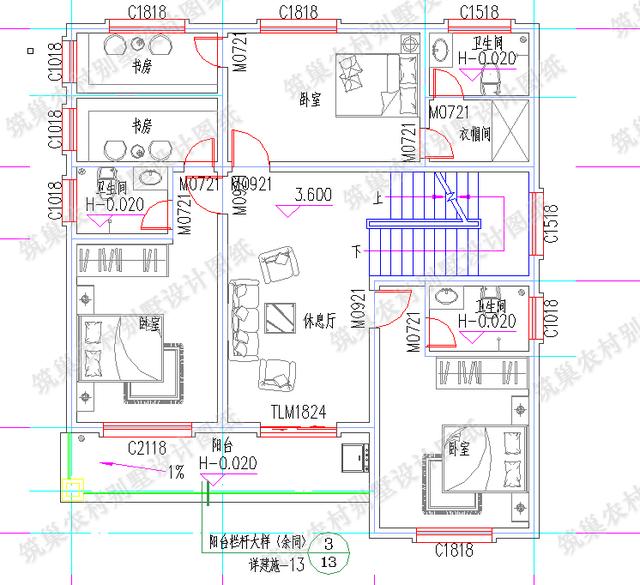 二層平屋頂3廳4臥自建房全套施工圖，施工難度較低，簡單實(shí)用