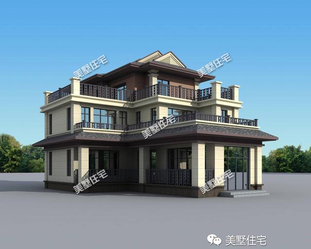 12X22米中式三層別墅設(shè)計圖，主體造價55萬，精致漂亮