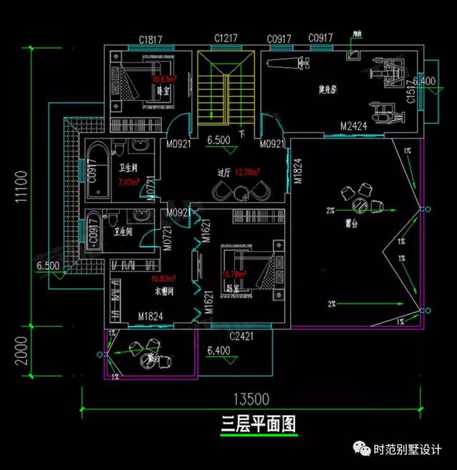14x13米三層新中式別墅設(shè)計(jì)圖，大氣美觀適合自建，比歐式更簡(jiǎn)約、更耐看。