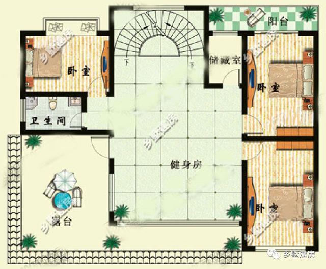 兩款平頂別墅設計圖，平屋頂造價低，簡單實用，適合糧食晾曬