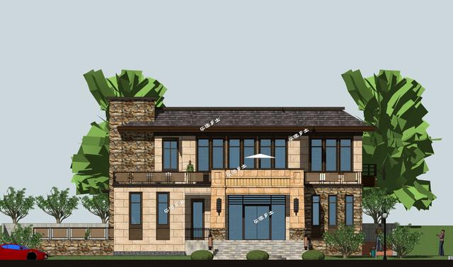 二層新中式獨(dú)棟別墅設(shè)計(jì)，空間利用合理，氣派奢華