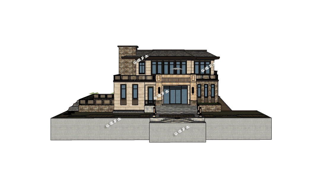 二層新中式獨(dú)棟別墅設(shè)計(jì)，空間利用合理，氣派奢華