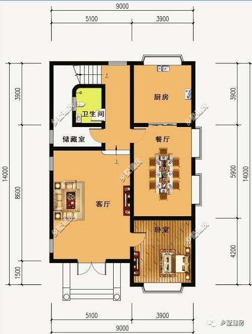 二層田園風自建房別墅設計圖，窄面寬宅基地一樣能建出漂亮的房子