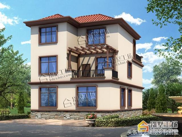 35萬(wàn)農(nóng)村三層自建房設(shè)計(jì)圖，外觀新穎別墅，布局好，建成氣派倍有面