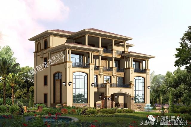 總占地面積350平米的四層歐式別墅設(shè)計(jì)圖，帶地下室酒窖，豪華大氣。