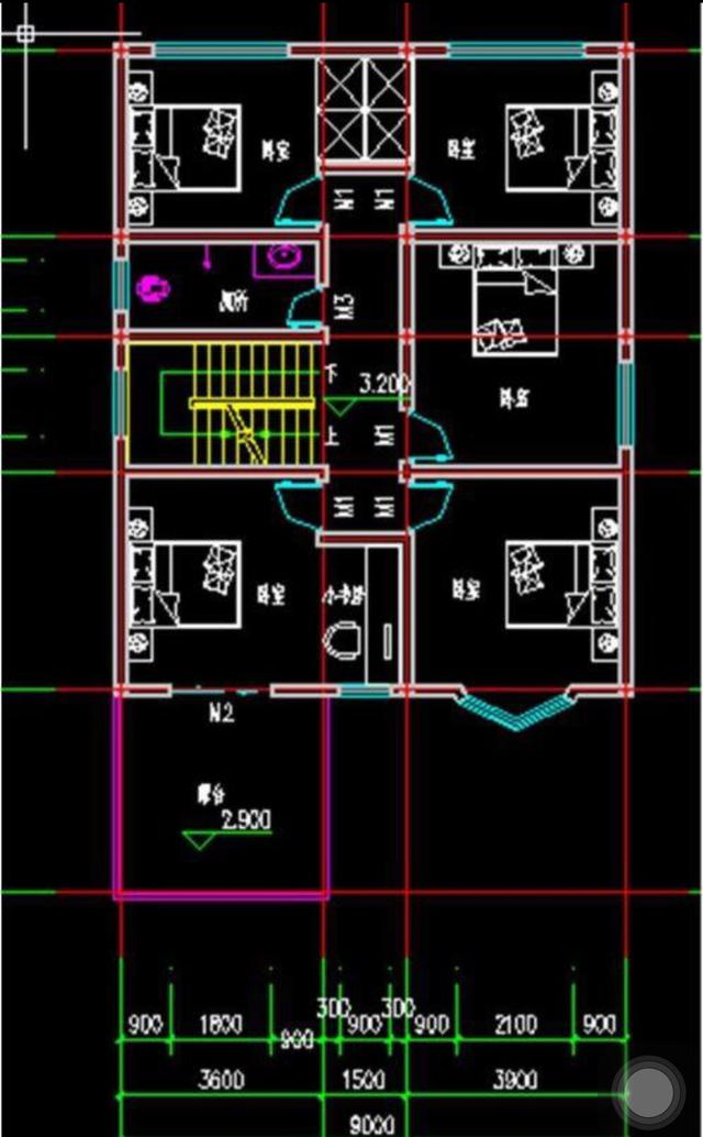 二層半結構的農村小別墅設計圖，帶小院，非常大方。