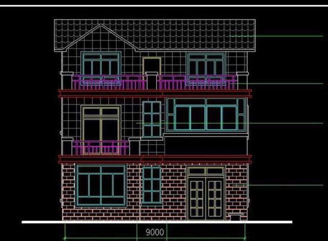 二層半結構的農村小別墅設計圖，帶小院，非常大方。