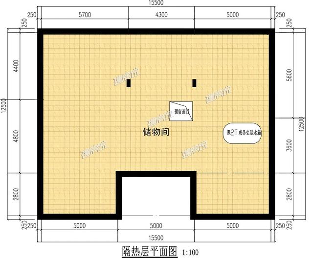 大面寬的三層中式別墅設(shè)計(jì)圖，占地方正，左右對稱，帶地下室。