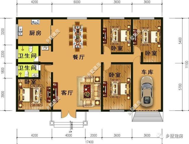 兩棟一層別墅設(shè)計(jì)圖，帶車庫(kù)，造價(jià)12萬，你心動(dòng)嗎？