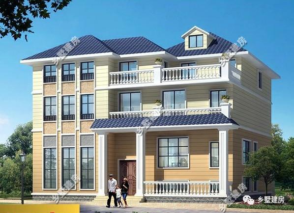 三層現(xiàn)代田園風(fēng)別墅設(shè)計(jì)圖，帶大露臺+老虎窗，造價(jià)40萬左右。