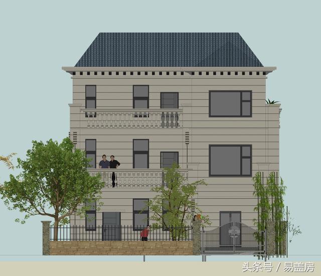 14X11歐式三層別墅設(shè)計圖，造型霸氣，引鄰里羨慕，主體造價53萬。