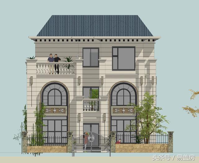 14X11歐式三層別墅設(shè)計圖，造型霸氣，引鄰里羨慕，主體造價53萬。