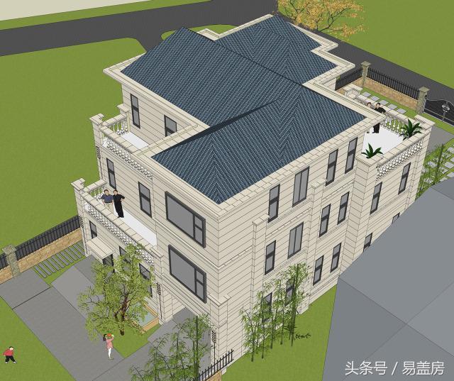 14X11歐式三層別墅設(shè)計圖，造型霸氣，引鄰里羨慕，主體造價53萬。