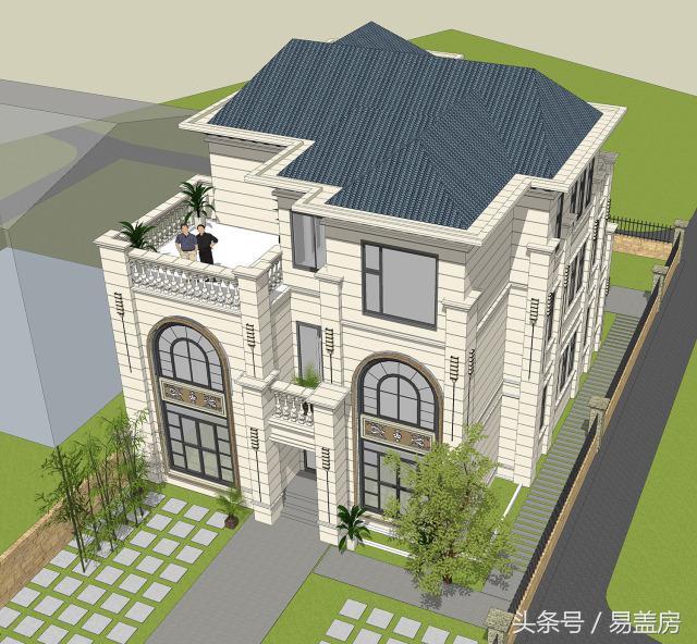 14X11歐式三層別墅設(shè)計圖，造型霸氣，引鄰里羨慕，主體造價53萬。