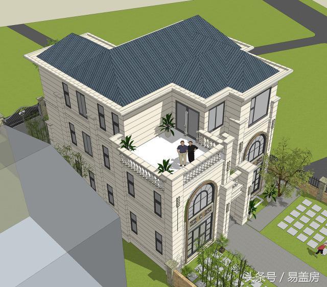 14X11歐式三層別墅設(shè)計圖，造型霸氣，引鄰里羨慕，主體造價53萬。