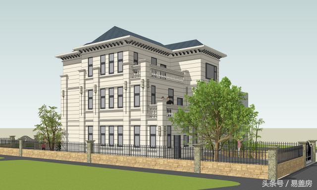 14X11歐式三層別墅設(shè)計圖，造型霸氣，引鄰里羨慕，主體造價53萬。