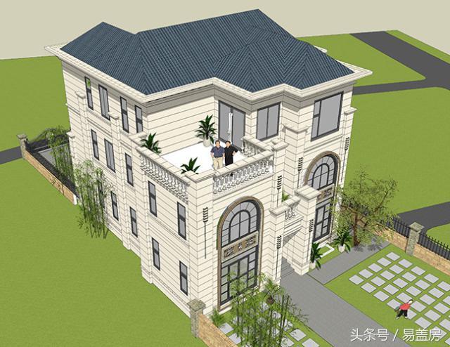 14X11歐式三層別墅設(shè)計圖，造型霸氣，引鄰里羨慕，主體造價53萬。