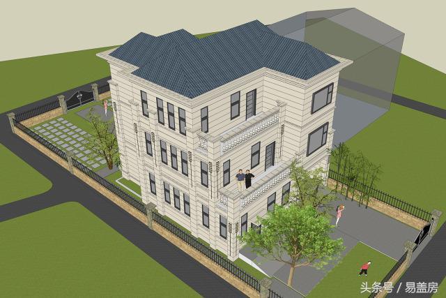 14X11歐式三層別墅設(shè)計圖，造型霸氣，引鄰里羨慕，主體造價53萬。