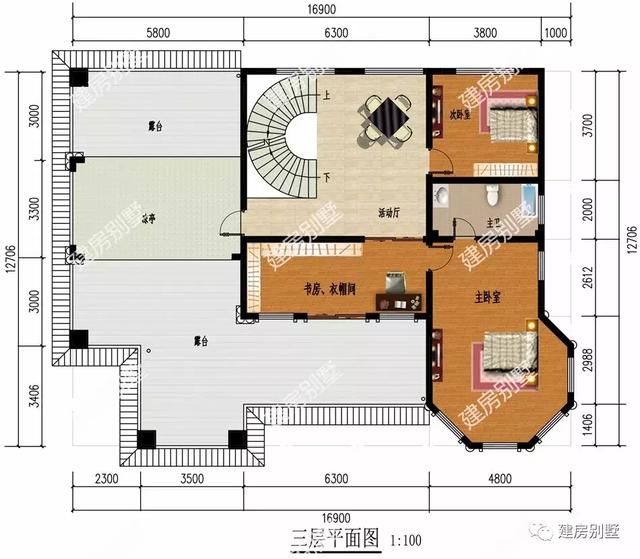 16.9×12.7三層別墅設(shè)計(jì)圖，帶開放式車庫，室內(nèi)布局是真實(shí)用真方便。